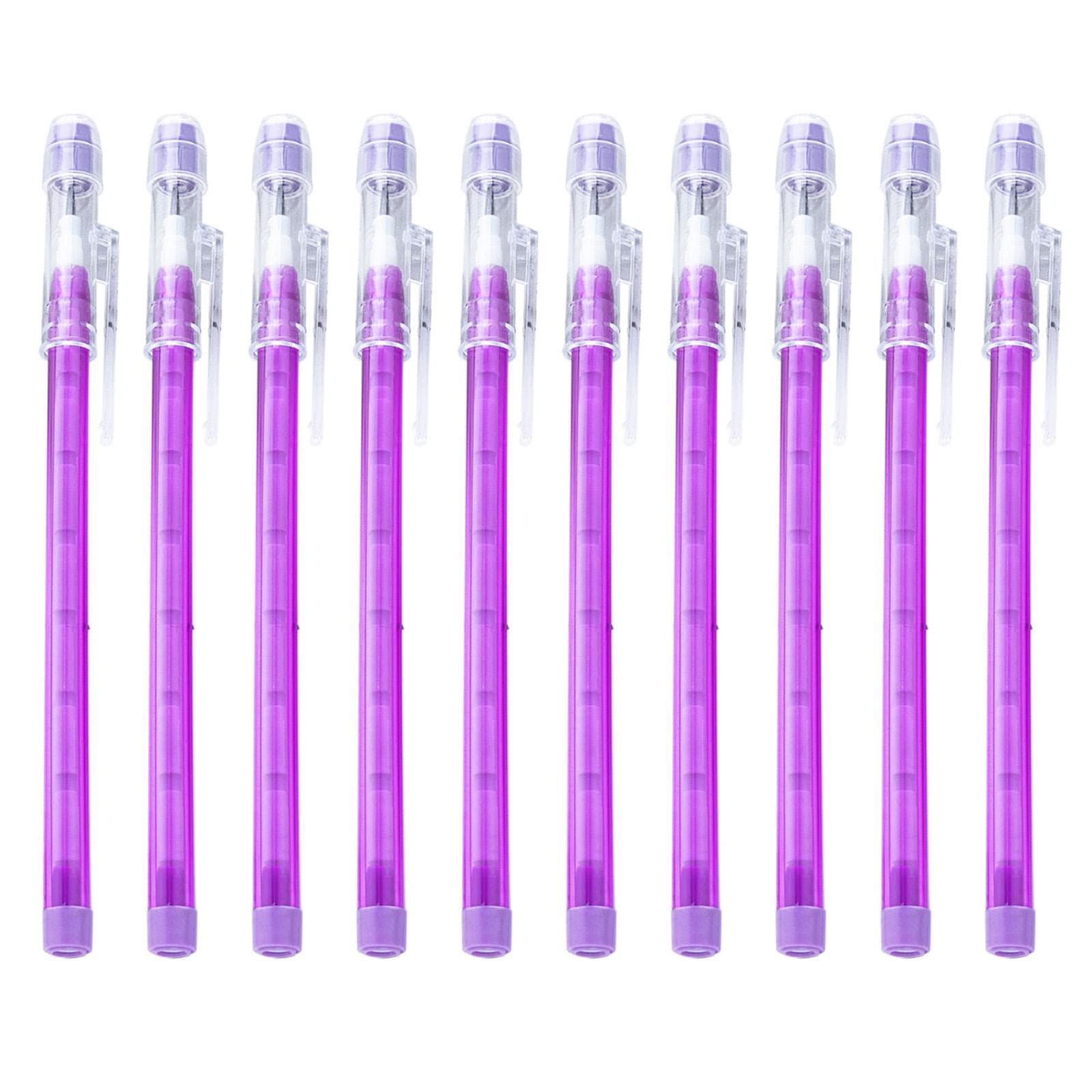 Stackable Pencils Pop Up Plastic Pencil with Eraser Top Multicolor Translucent Pencil Multipoint Non-Sharpening Pencil purple