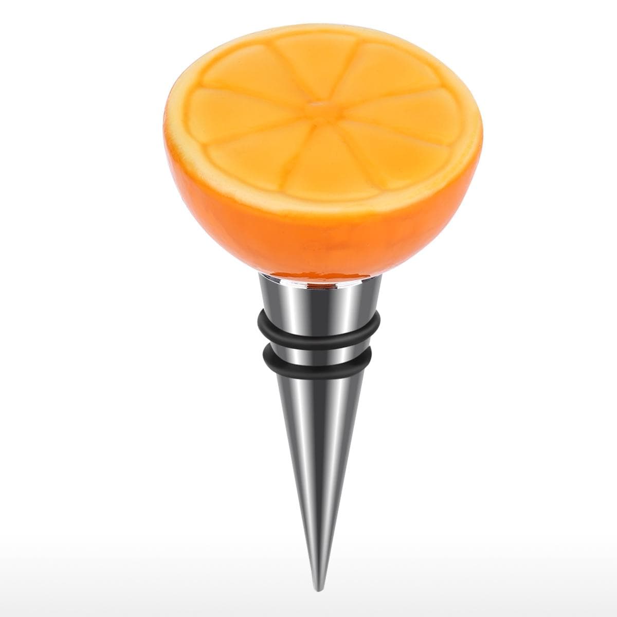Tooarts Lemon Stopper Iron Wine Bottle Stopper Airtight Seal Decorative Lemon Cork Modern Wine orange