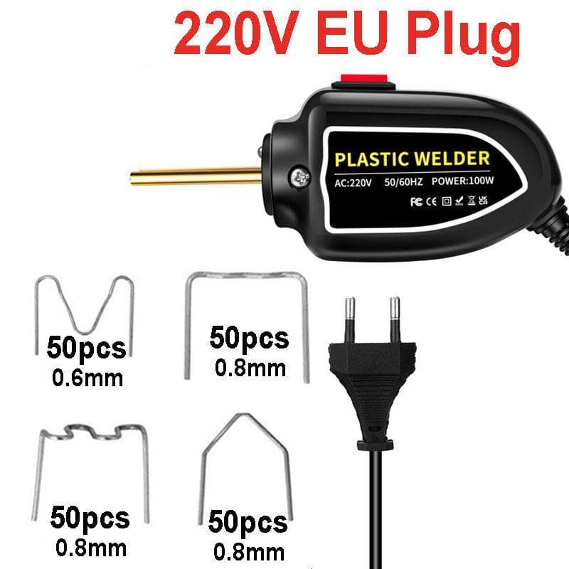 100W Plastic Welding Mini Hot Stapler Plastic Welding Plastic Welder Gun Kit for Car Bumper Repair Tools Black-EU Plug black