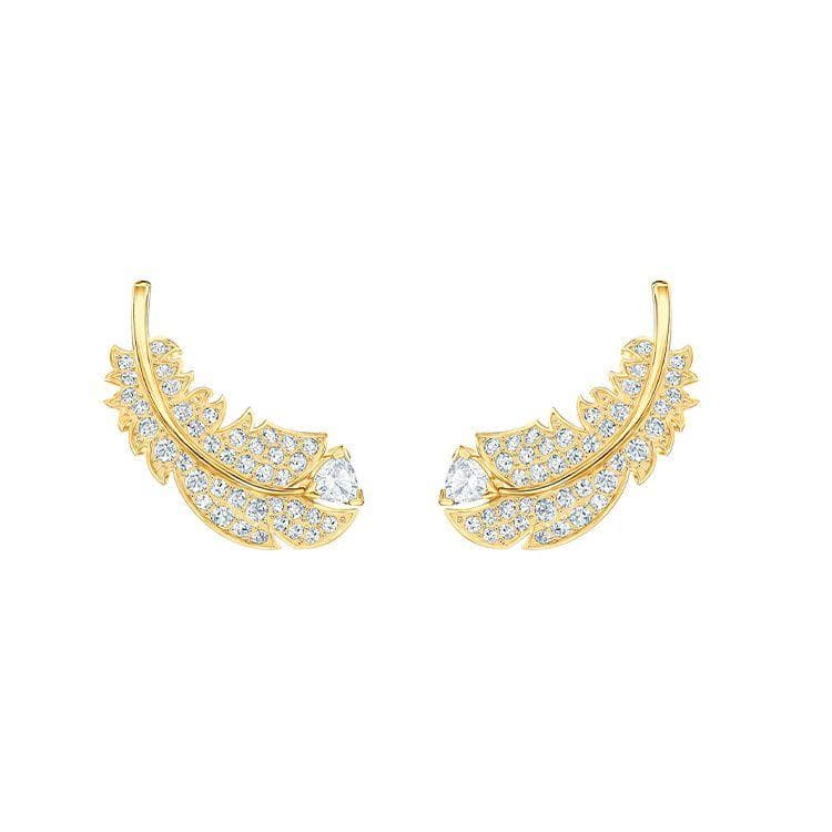 Swarovski Idyllia Feather Gold-Plated Earrings Women earrings 5505623 Box (Random Color)