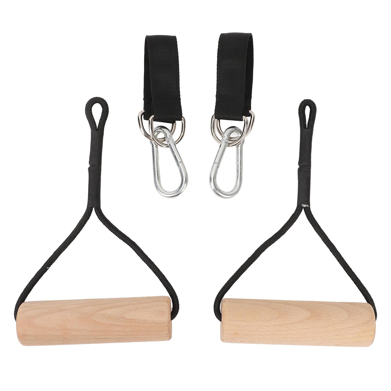 Wooden Gymnastic Rings Portable Pull Up Handles Arm Strength Trainer with Storage Bag for Outdoor