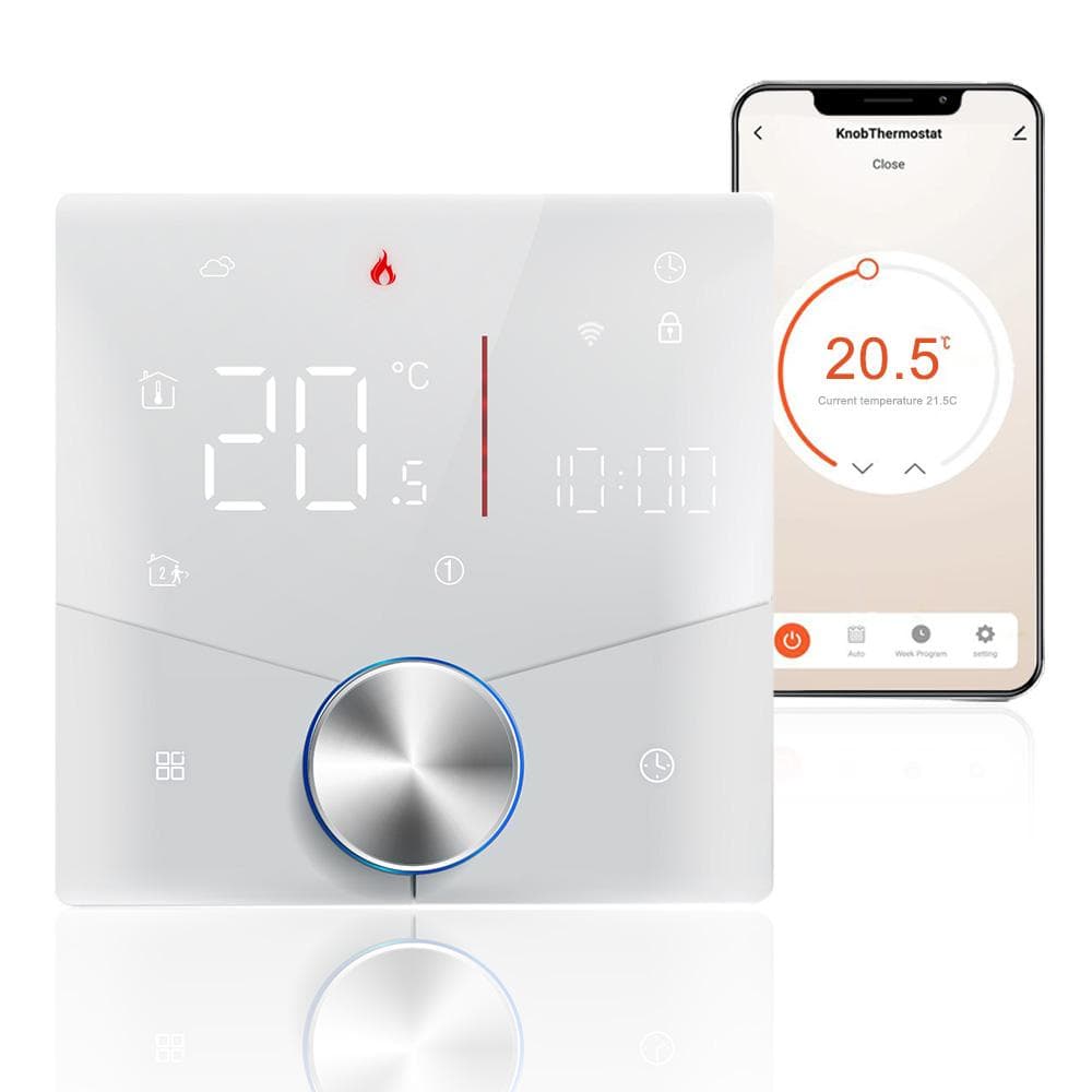 Smart Tuya WiFi Thermostat Voice Control Digital Weekly Programmable Temperature Controller Digital Electric Heating white