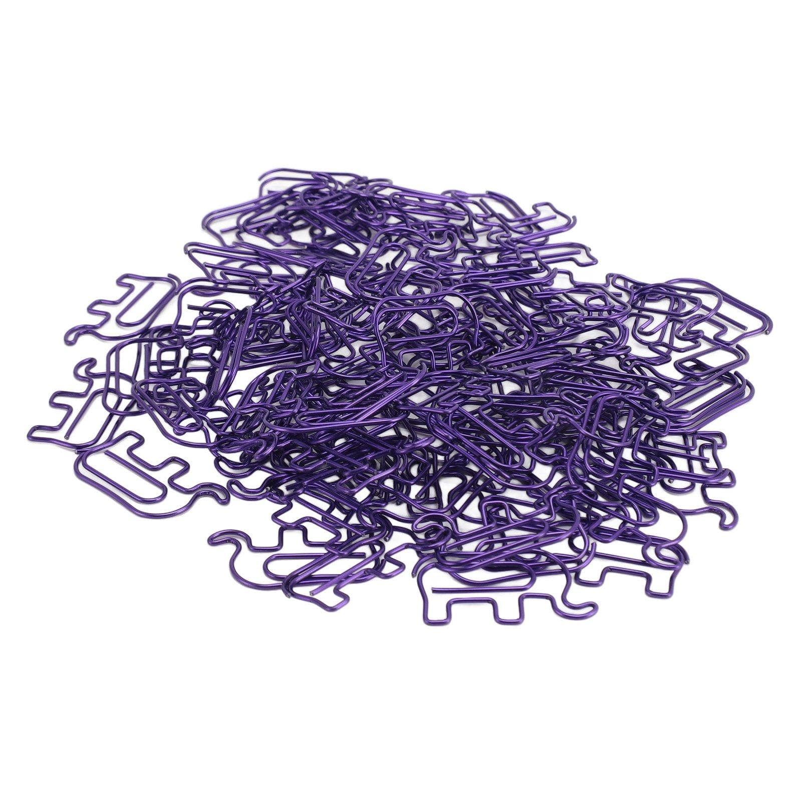 100pcs Paper Clip Cute Elephant Shaped Stainless Steel Paper Clip with Storage Box for Photo purple