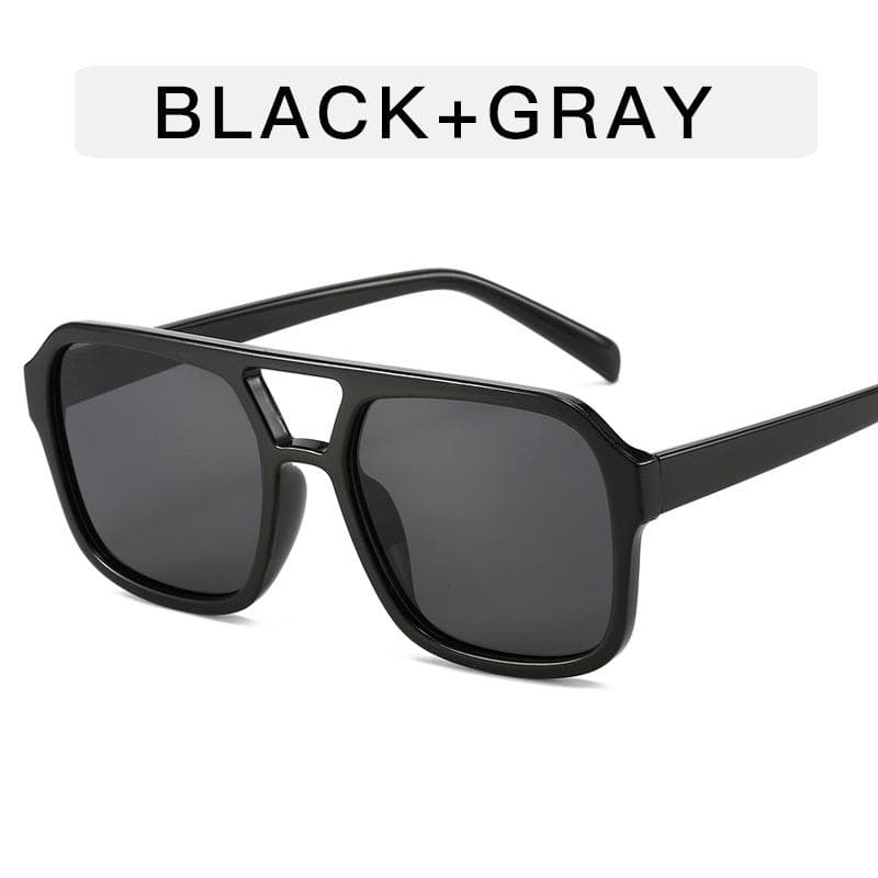 New Retro Women Sunglasses Double Beam Trendy Square Large Frame UV400 Protection Fashion Sun Glasses
