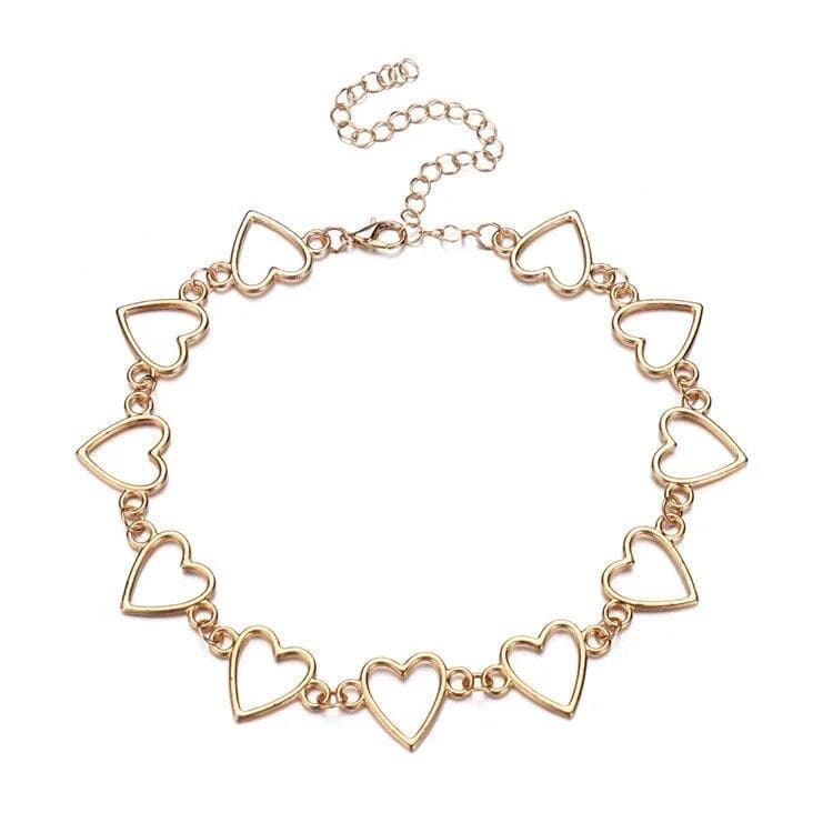 New Hollow Korean Sweet Love Heart Choker Necklace Statement Girlfriend Gift Cute Bicolor Necklace Jewelry Collier Femme 2022