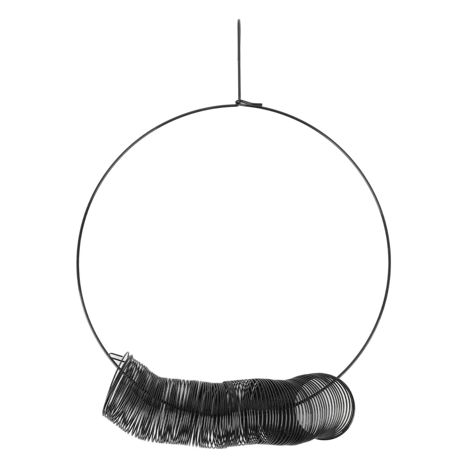 Hanging Wreath Bird Feeder Carbon Steel Large Capacity Portable Peanut Bird Feeder with Hanging black