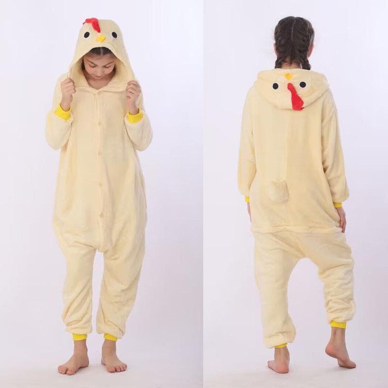Women's Winter Robe Cartoon Animal Onesie Flannel Pajamas Zipper Loungewear Hooded Homewear XL yellow