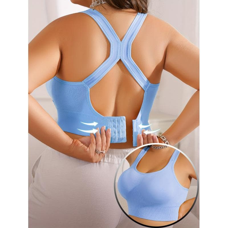 Women Sports Bra Workout Push Up Seamless Sexy Fast Dry Yoga Fitness Removeable Pads Shockproof Running Wire Free X Shape Back M sky blue