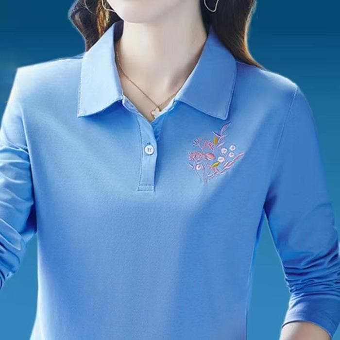 New Lapel Long-sleeved T-shirt for Women In Autumn Casual Middle-aged Mother Top Fashionable Base Polo Shirt 5XL