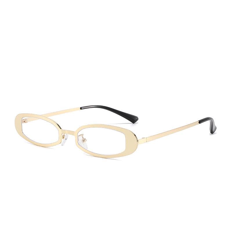 New Metal Punk Small Frame Oval Sunglasses Women Vintage Luxury Brand Designer UV400 Outdoor Driving Sun Glasses As the photo