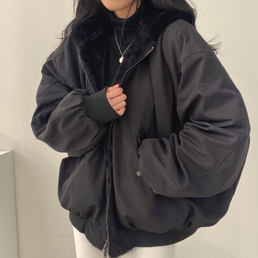 Loose Plus Velvet Thickened Lamb Wool Cotton Jacket with Autumn and Winter Hooded Cotton Jacket XXL