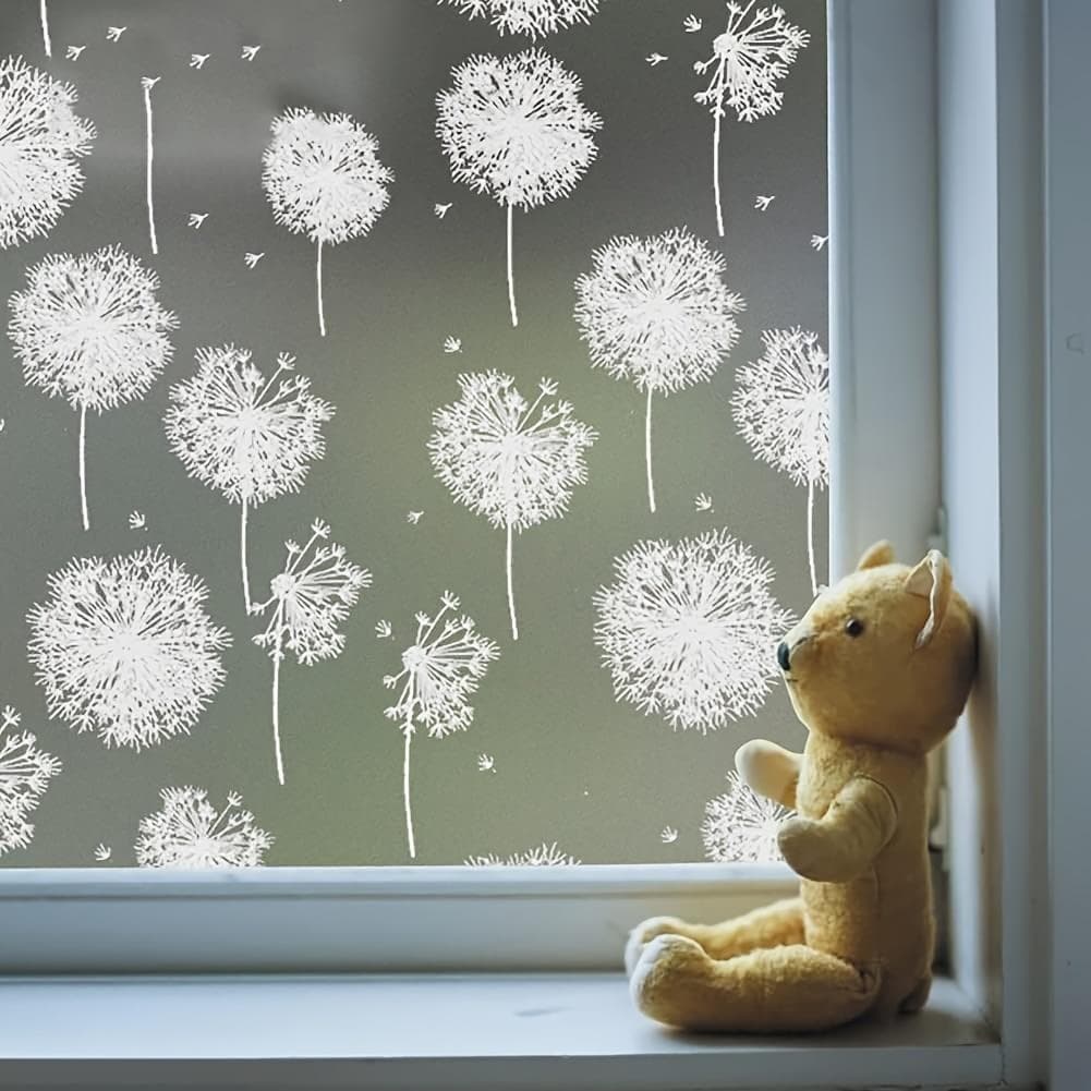 1 roll of self-adhesive dandelion window privacy film heat control UV protection, opaque window stickers, doors and windows special film 4m