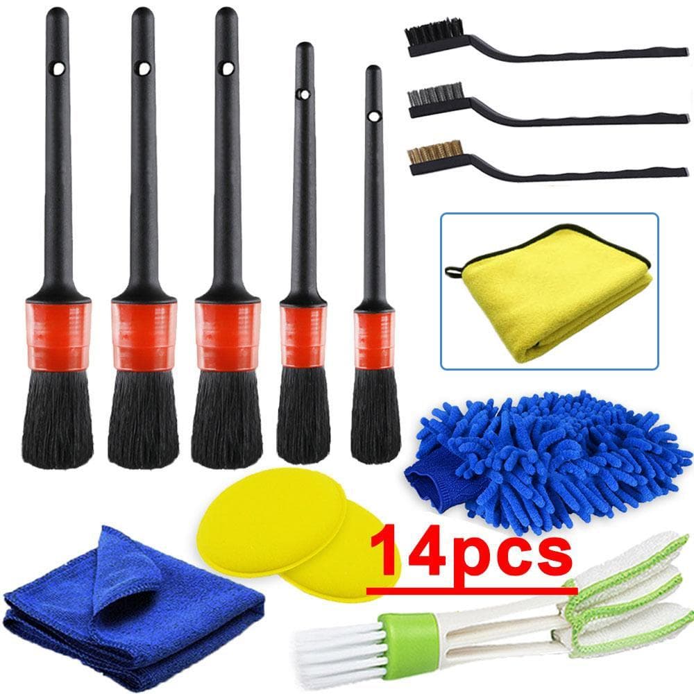 Detailing Brush Car Dry Cleaning Brushes for Car Interior Exterior Clean Car Cleaning Tools for Auto Air Vents Wheel Wash 14pcs
