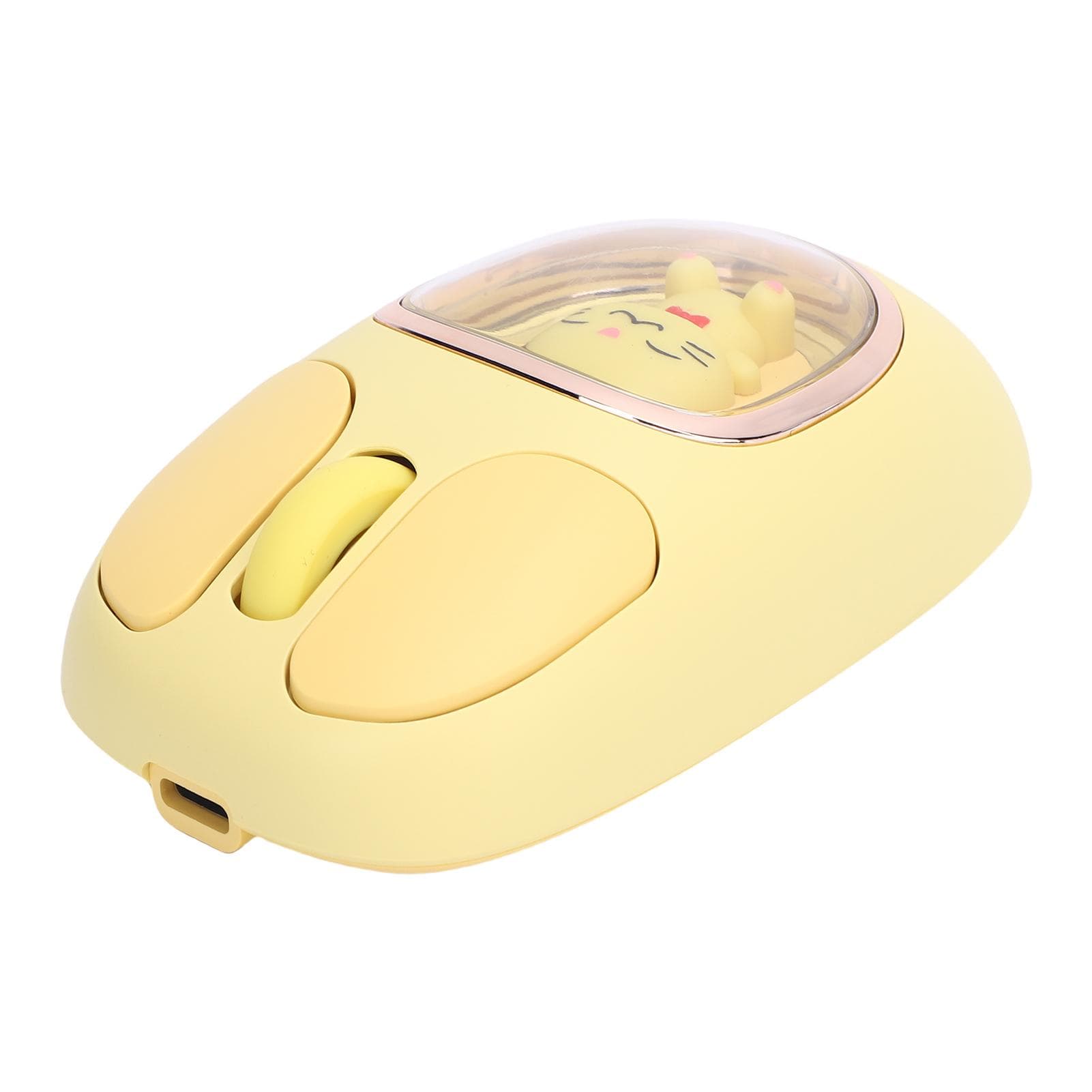 Wireless Mouse Cute Doll Type C Rechargeable Silent RGB Backlit 2.4G BT3.0 BT5.0 Mouse for Working yellow