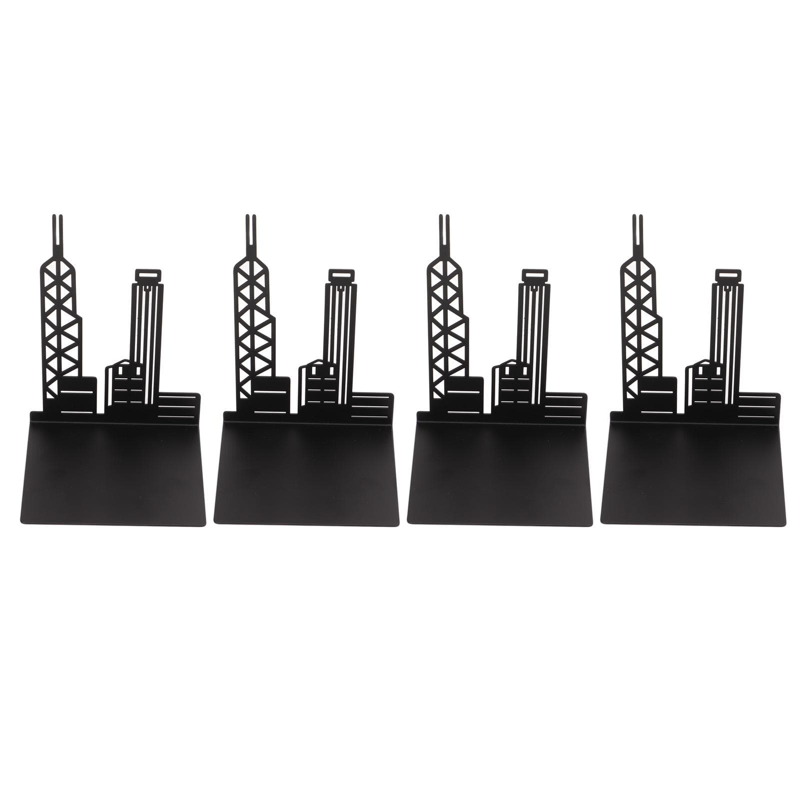 4pcs Bookends Upright Architectural Style Heavy Duty Bookends Book Shelf Holders with 4 Nonslip