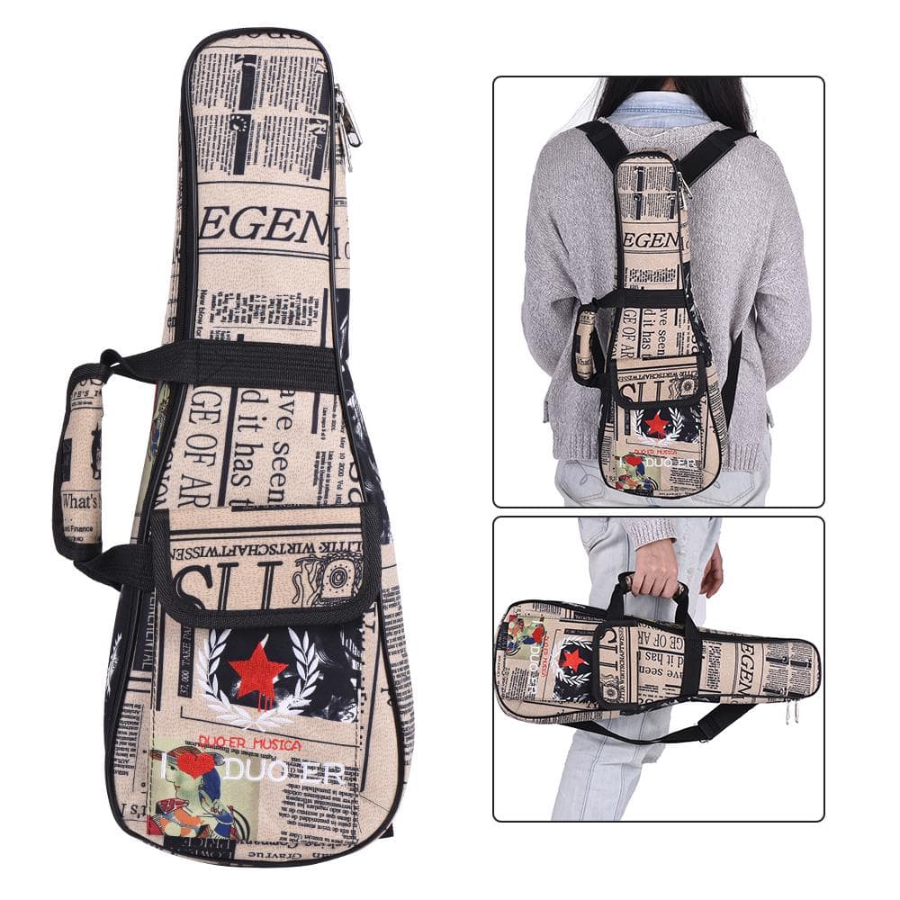 21  / 24  Ukelele Bag Case Paper Pattern Oxford Backpack Pocket 6mm Padded 24