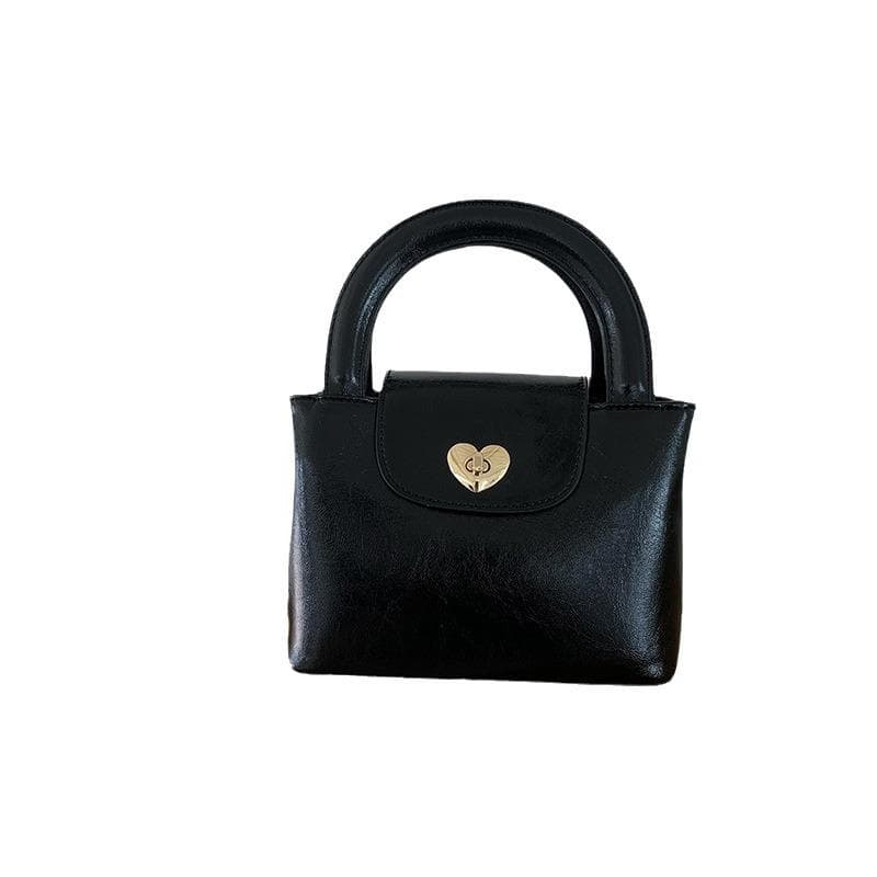 Small Love Lock Handbag Women's Bag Texture Casual Fashion Single Shoulder Oblique Span Bag black