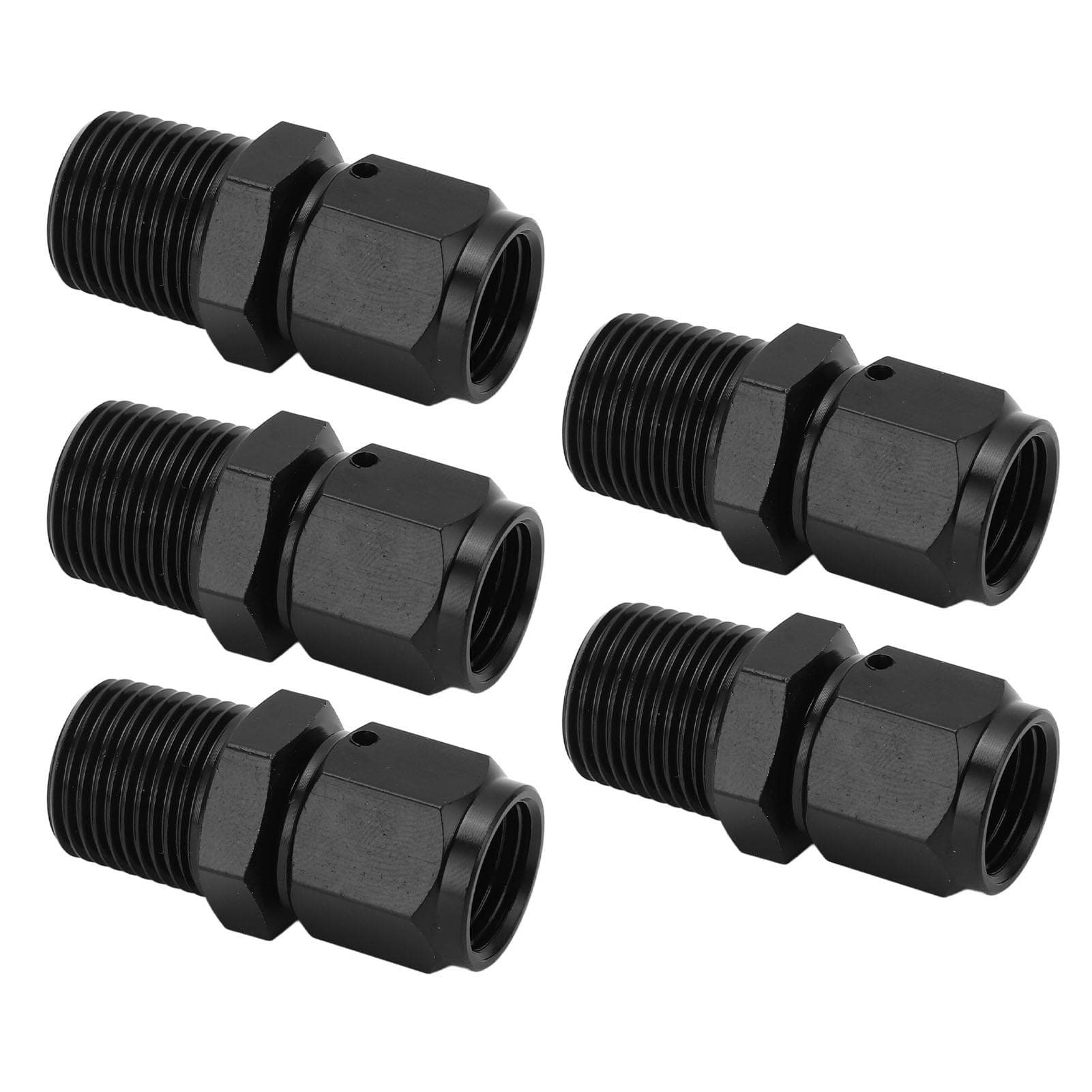 5 Pcs 6AN Female to 38 NPT Male Adapter Aluminum Alloy Black Easy Replaceable Straight 6AN to 38