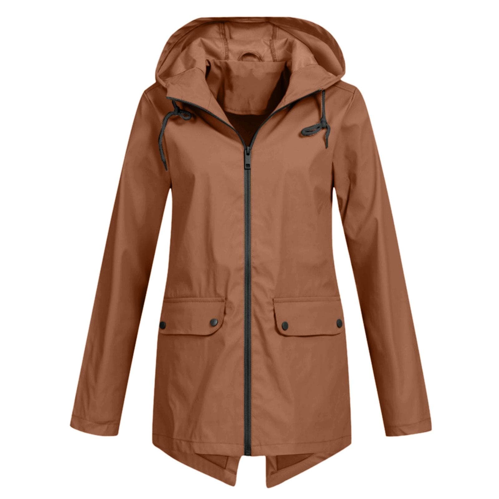 NEW Womens Waterproof Raincoat Ladies Outdoor Wind Rain Forest Jacket Coat XL coffee