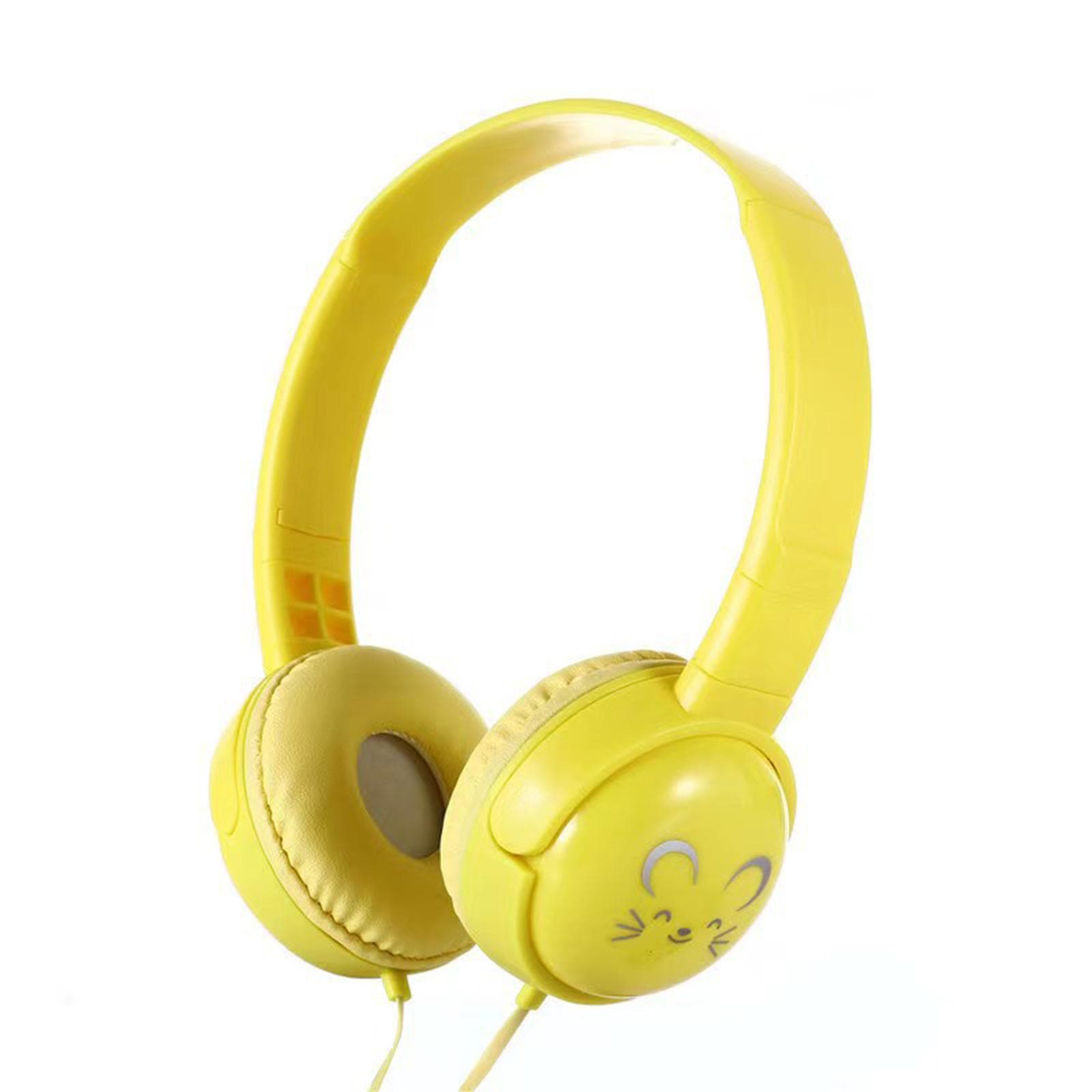 3.5mm Wired Over-ear Headphones Portable Music Earphones for Kids MP4 MP3 Smartphones Laptop yellow