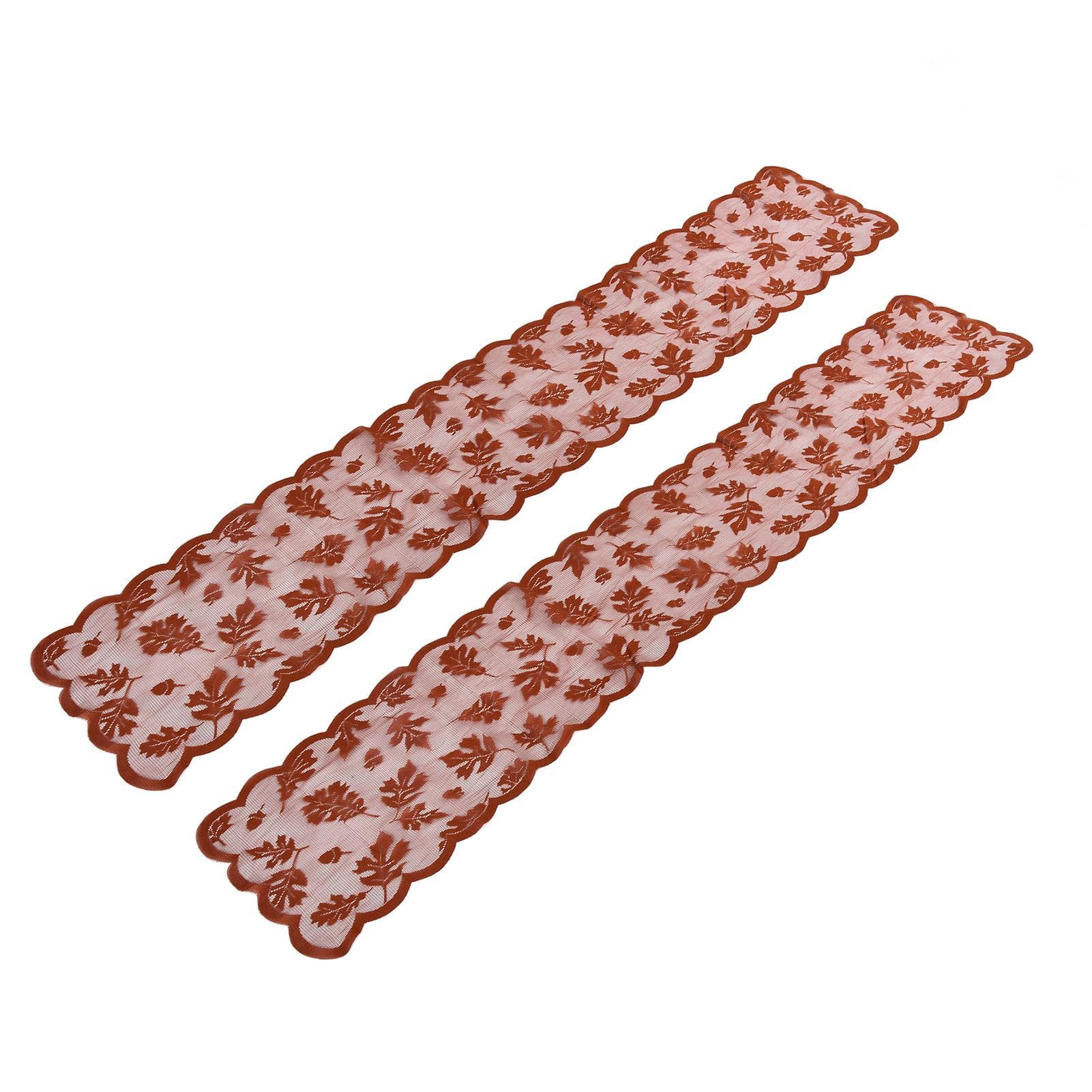 2pcs Fall Table Runner Maple Leaf Pattern Rust Red Elegant Style Home Decoration for Thanksgiving