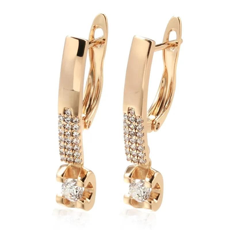 Full Zircon Long English Castle Earrings for Women Wedding Jewelry Luxury Accessories