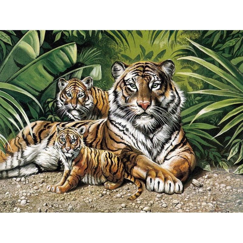5D Diamond Painting Tiger Family Full Round Drill Diamond Embroidery 20X30CM