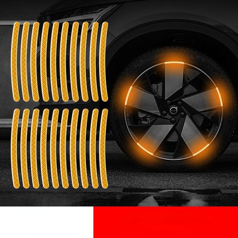 NEW 20pcs Car Hub Reflective Sticker Car accessories Decorative Strips General for use of bicycle automobile and motorcycle tyre 20 pcs yellow