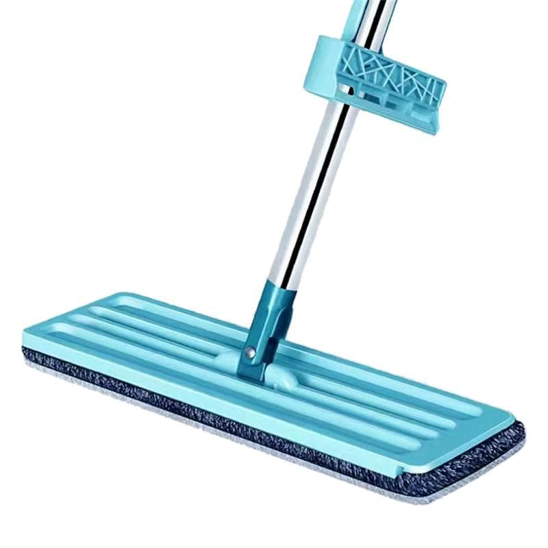 Floor Mop Dry Wet Dual Use Microfiber Free Hand Washing Flat Cleaning Tile Mop for Home Use Blue Mop, 2 Piece of Pads blue