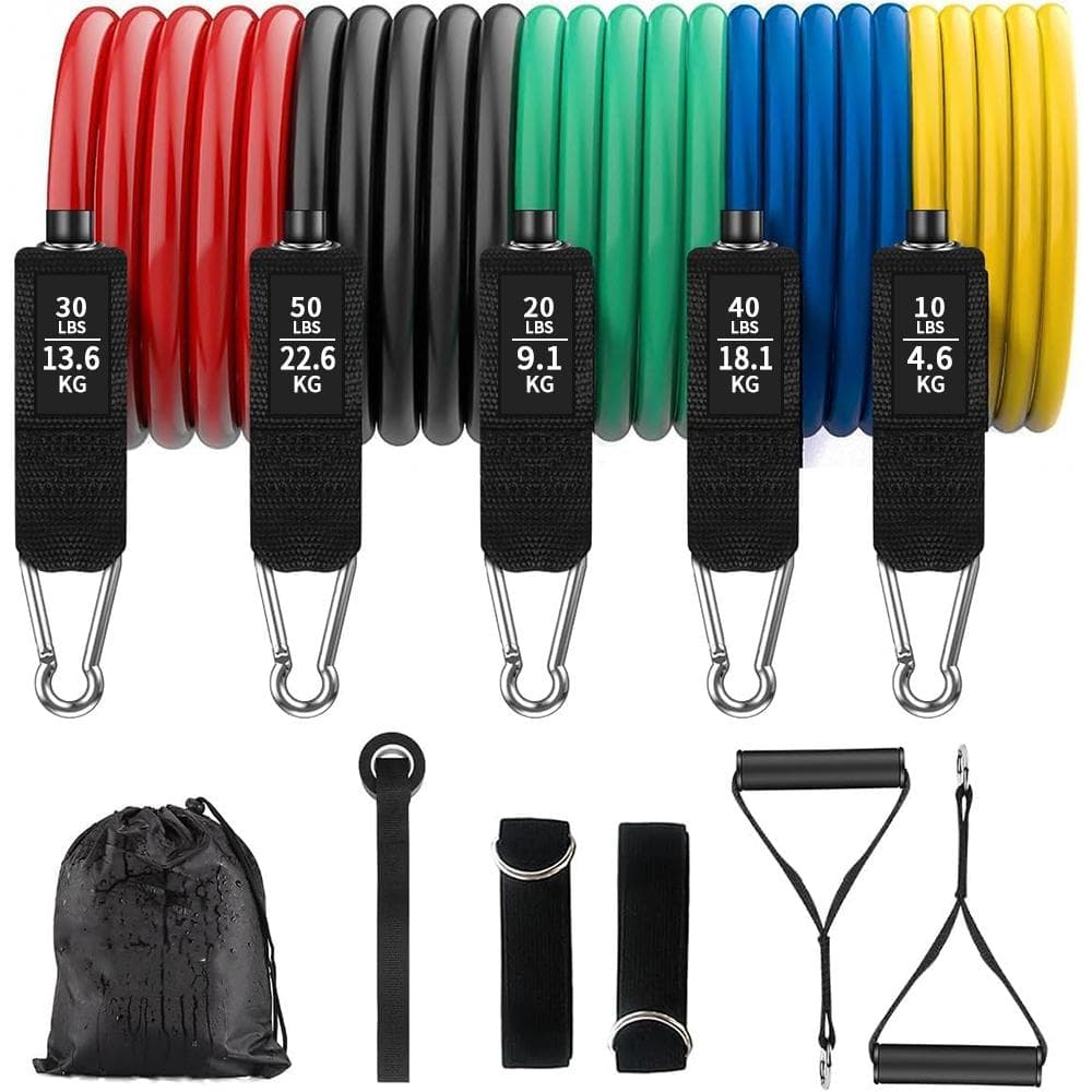 Set of 11 Resistance Bands with Handles Exercise Bands for Working Out for Men Women Fitness Strength Training Equipment At Home