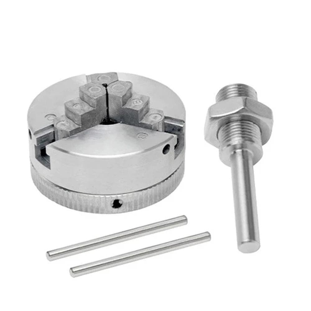 Zinc Alloy 3-Jaw 4-Jaw Chuck Connecting Rod Self Centering Wood Turning Chuck Optional Clamp Connecting Rod & 3 Jaw Chuck silver
