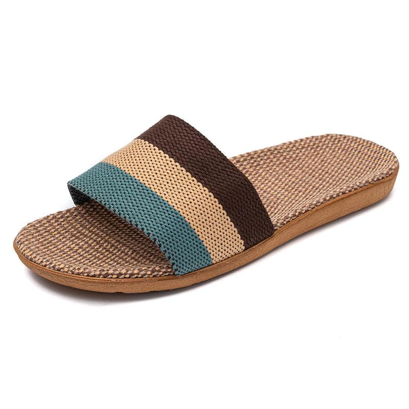Summer Linen Women'S Slippers Flat Sandals Home Color EVA Lightweight Shoes For Women Casual Slippers 37-38 brown