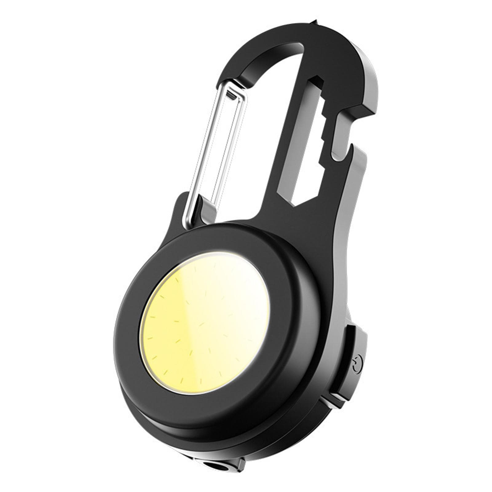 Mini Keychain Flashlight LED Key Ring Light Torch 180 Degree Rotating Rechargeable Magnetic Work black