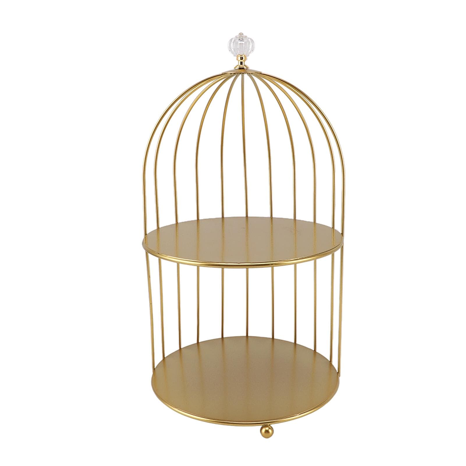 Bird Cage Cosmetic Organizer Gold Space Saving Iron Unique Multifunctional Birdcage Makeup Display Double Layers