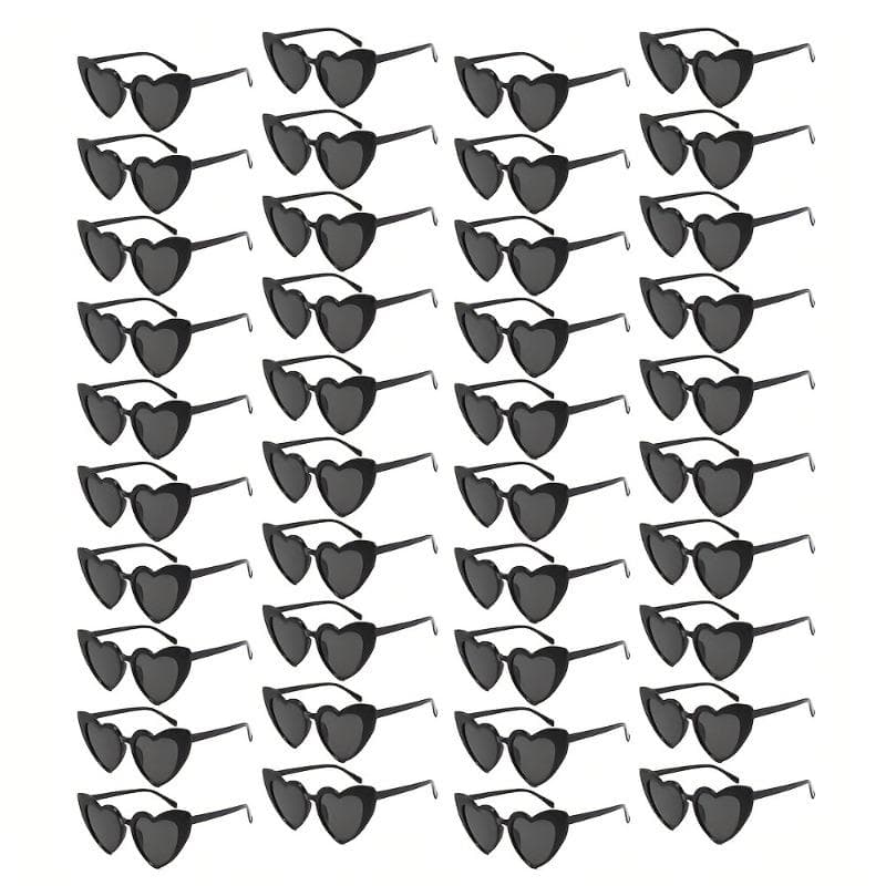 40 Pairs Heart-shaped Glasses Retro Wedding Party Black Frame Lightweight Plastic Brides Accessories