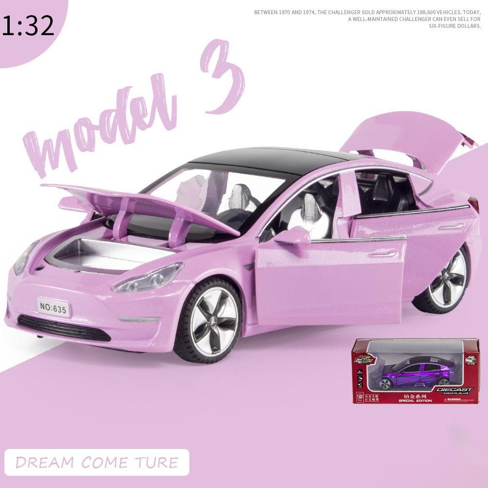 1:32 Scale Model 3 Alloy Diecast Car Toy, Pull Back Vehicle with Sound and Light for Kids Adults Gift Collection 1/32-15x7x4.5cm pink