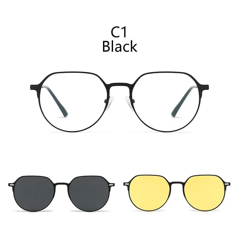 1/3 in 1 Magnetic Clip On Sunglasses Men Metal Frame Optical Prescription Eyeglass Magnet Clips SHOW AS PICTURE