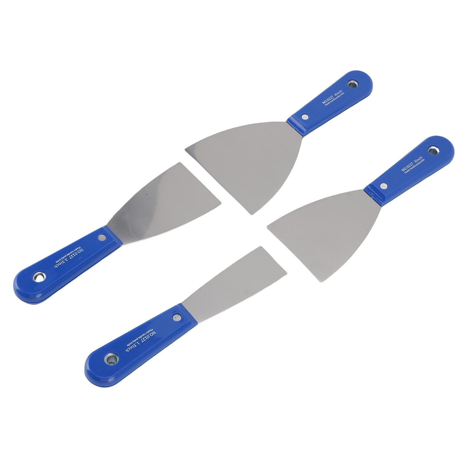 4Pcs Putty Scraper Set with Storage Bag Metal Carbon Steel Plastic Handle Drywall Repair Spreading