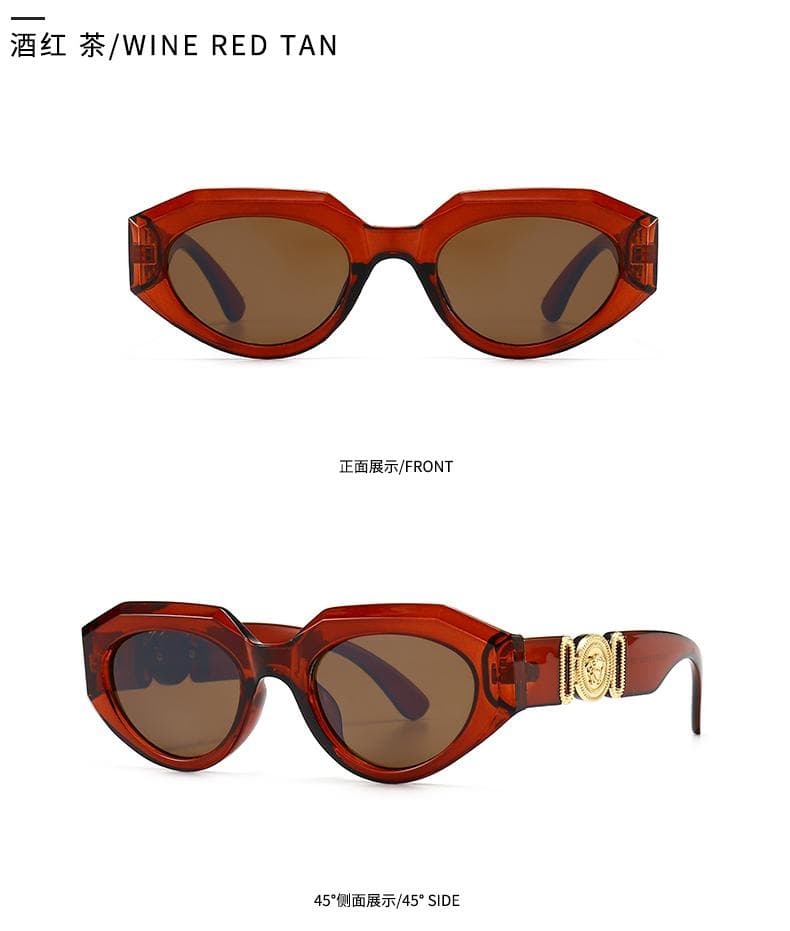 New Metal Inlaid Square Sunglasses Trendy Street Photography Modern Retro Style 21004