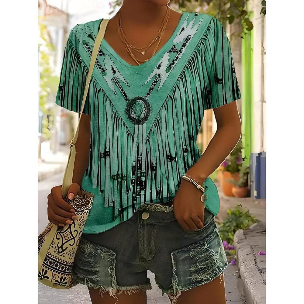 Women's T-shirt with Western cowboy design XL