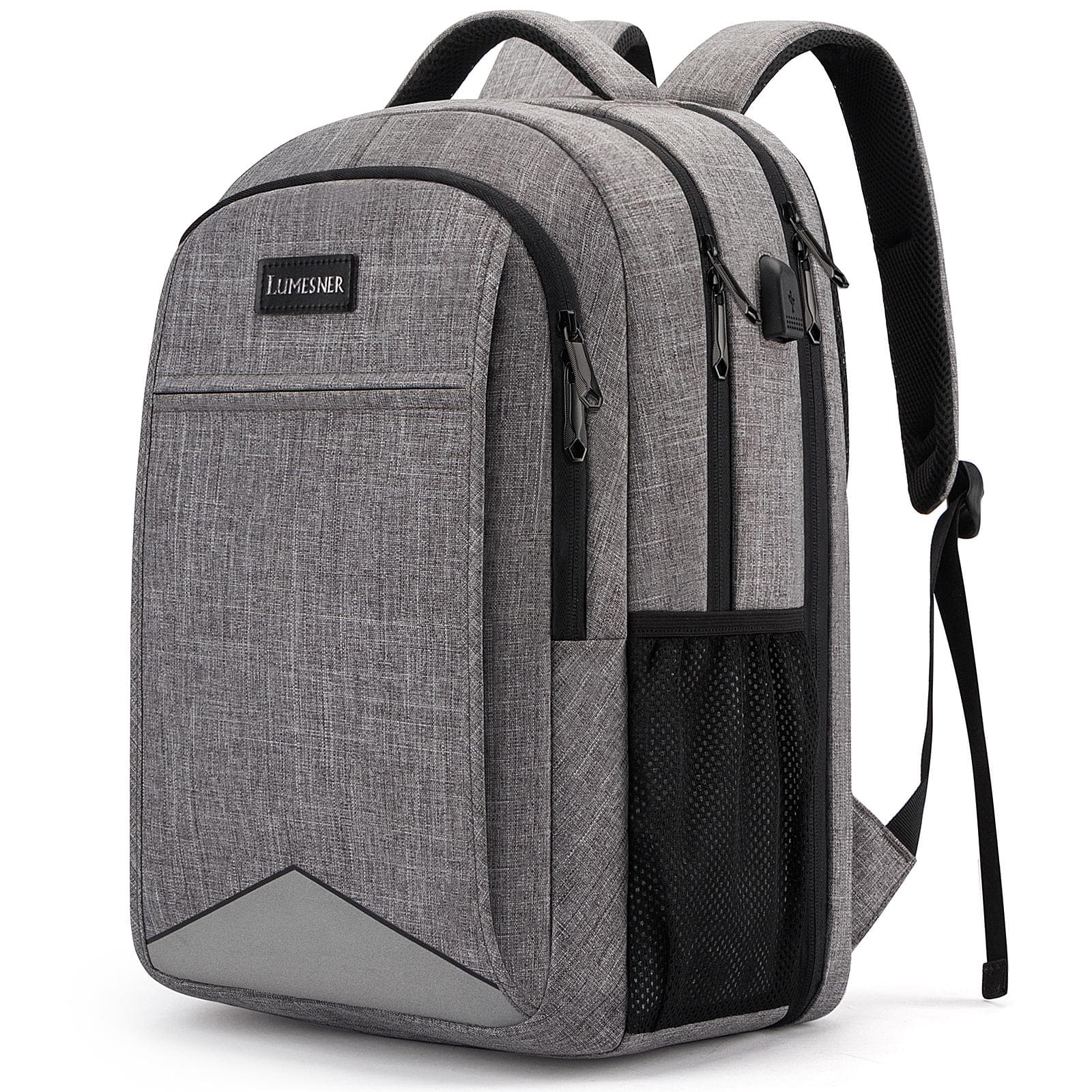 Lumesner® Laptop Backpack,Water Resistant Anti Theft Travel Laptop Travel Backpack with USB Charging Port Fits 15.6 Inch Notebook 15.6 Inch grey