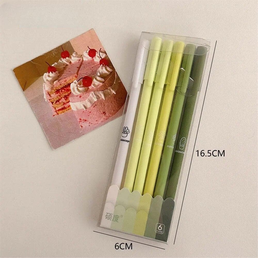Morandi Color Box Pen Black Gel Pen Set Box Of 6 Student Stationery Carbon Pens