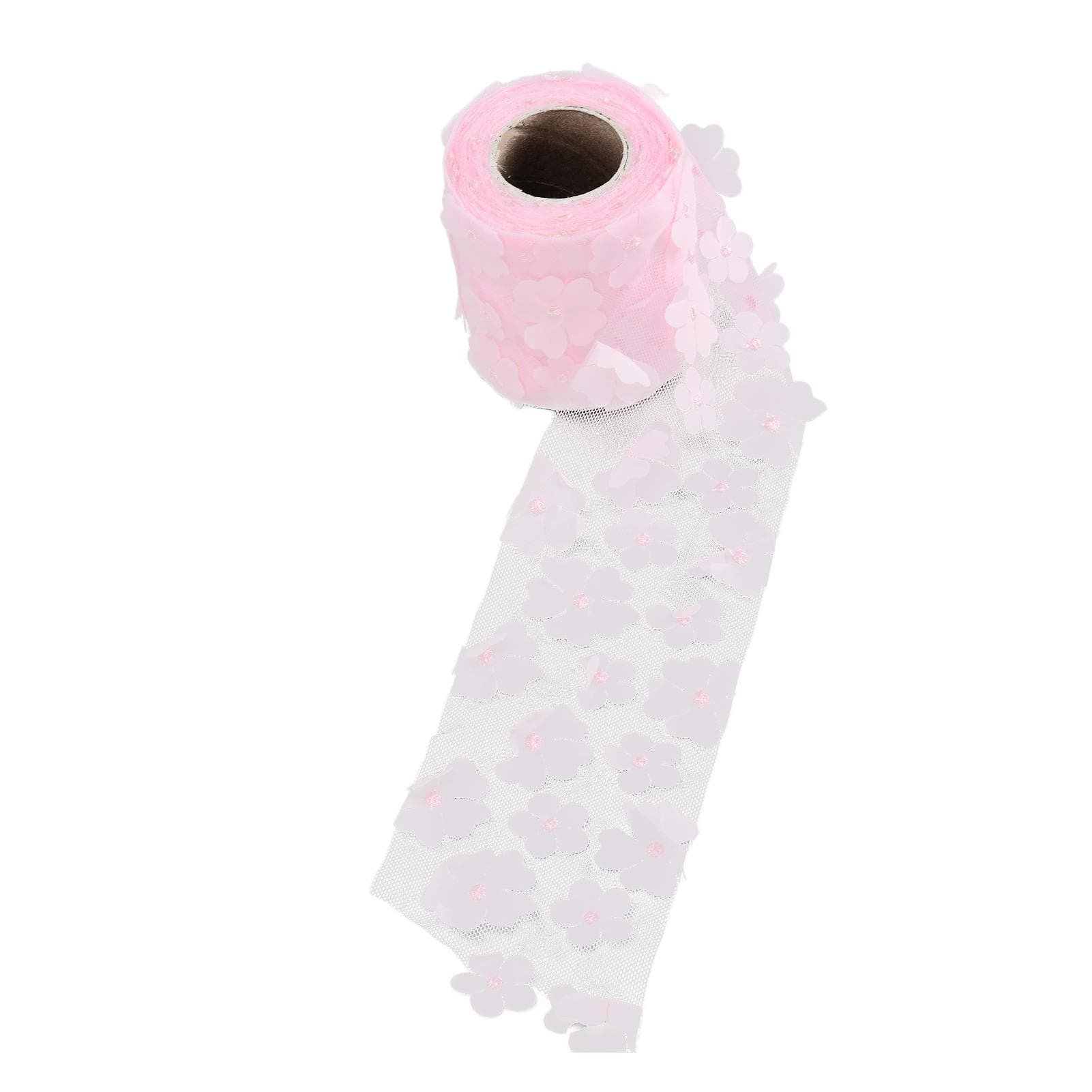 Flowers Tulle Rolls 8cm 10yd Exquisite Bright Beautiful DIY Flexible Wide Application Tulle Roll pink