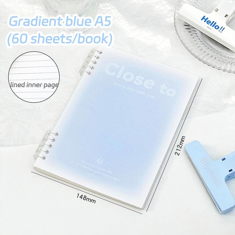 A5 Loose-Leaf Notebook 60 Sheets Binder Lined Book Kawaii Note Stationery School Office Supplies Students Writing Notebook blue