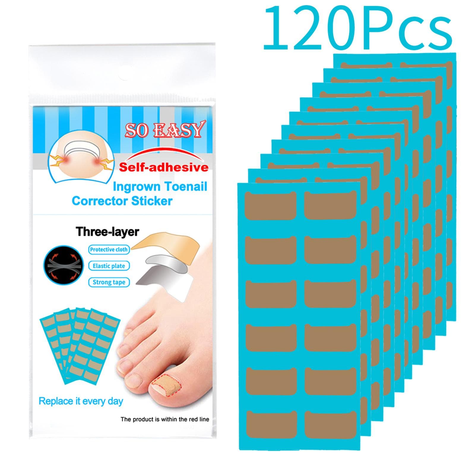 Ingrown Nail Correction Kit Ingrown Toenail Stickers Straightening Treatment Recover Corrector Toe 120pcs