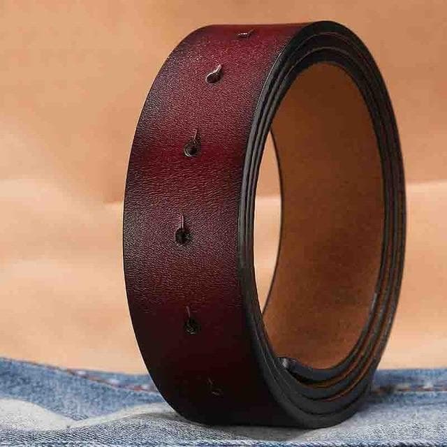 New Cowhide Belt No Buckle For Smooth Buckle Belts Strap 3 .8cm Width Withouth Buckle Real Genuine Leather Belts With Round Holes 110cm brown