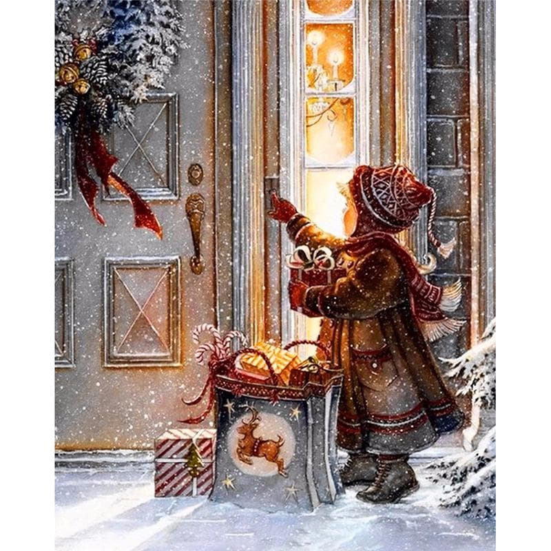 DIY 5D Diamond Kid Deliver Christmas Gift Embroidery Cross Stitch Kits Resin Hobby Craft 20X30CM