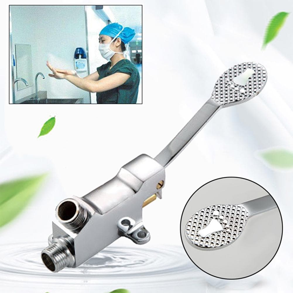 Floor Foot Pedal Control Switch Tap Valve Faucet Basin Single Cold Water Pedal Valve silver