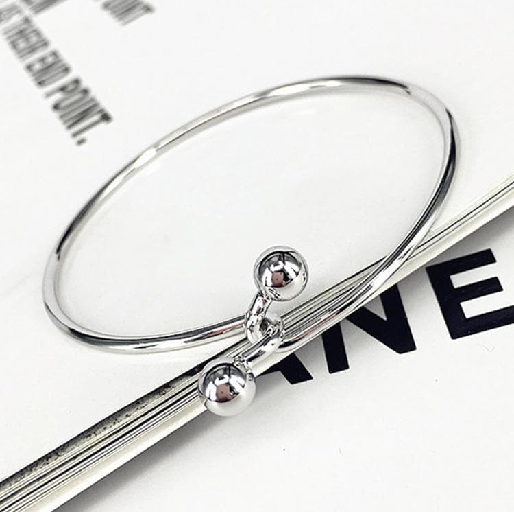 Women's Korean Version Simple Wild Double Beads  Bangle silver