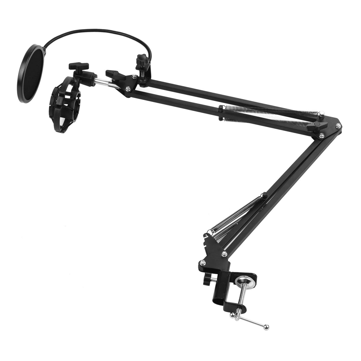 Adjustable Foldable Microphone Stand Heaby Duty Metal Mic Arm Bracket with Shock Proof Holder black